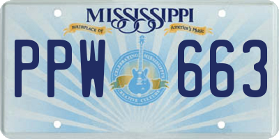 MS license plate PPW663