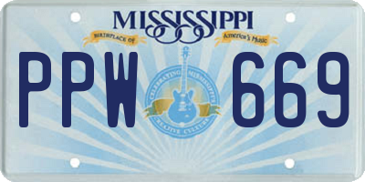 MS license plate PPW669