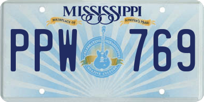 MS license plate PPW769
