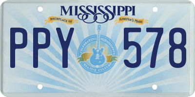 MS license plate PPY578