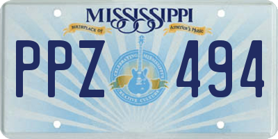 MS license plate PPZ494