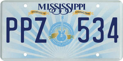MS license plate PPZ534
