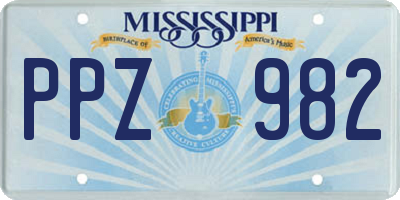 MS license plate PPZ982