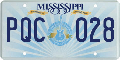 MS license plate PQC028