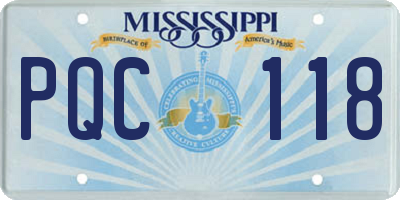 MS license plate PQC118