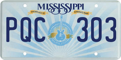 MS license plate PQC303