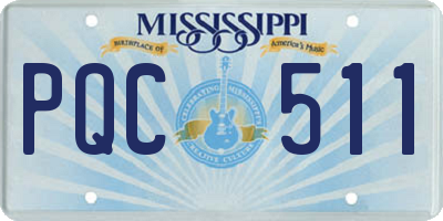 MS license plate PQC511