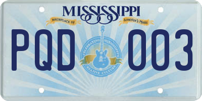MS license plate PQD003