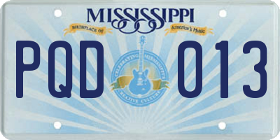 MS license plate PQD013