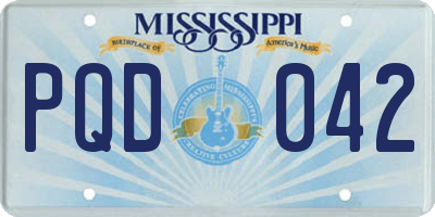 MS license plate PQD042