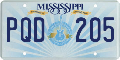 MS license plate PQD205