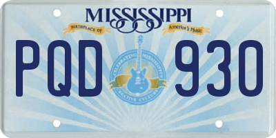 MS license plate PQD930