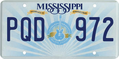 MS license plate PQD972