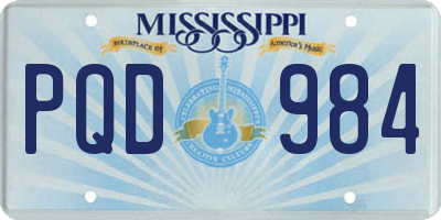 MS license plate PQD984