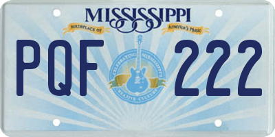 MS license plate PQF222