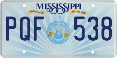 MS license plate PQF538