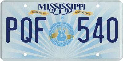 MS license plate PQF540