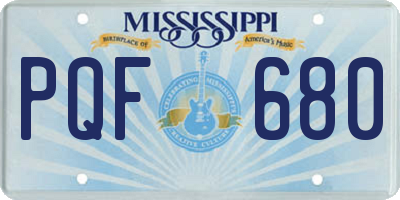 MS license plate PQF680