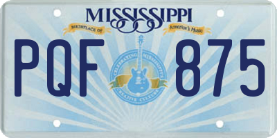 MS license plate PQF875