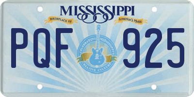 MS license plate PQF925