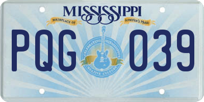 MS license plate PQG039