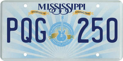 MS license plate PQG250