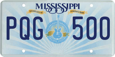 MS license plate PQG500