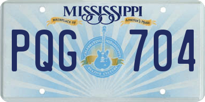 MS license plate PQG704