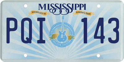 MS license plate PQI143