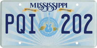 MS license plate PQI202