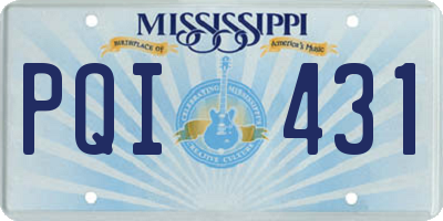 MS license plate PQI431