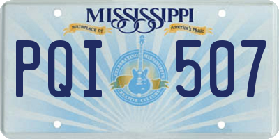 MS license plate PQI507