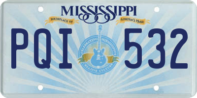 MS license plate PQI532