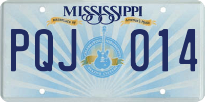 MS license plate PQJ014