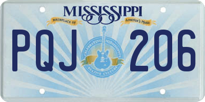 MS license plate PQJ206