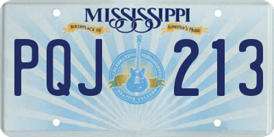 MS license plate PQJ213