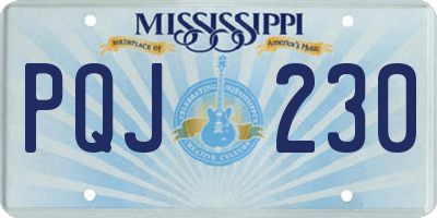 MS license plate PQJ230