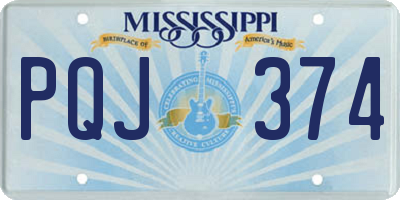 MS license plate PQJ374