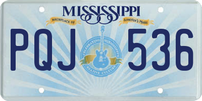 MS license plate PQJ536
