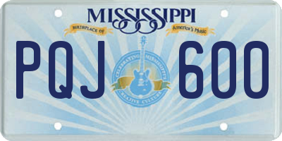 MS license plate PQJ600