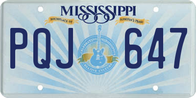 MS license plate PQJ647