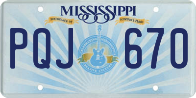 MS license plate PQJ670