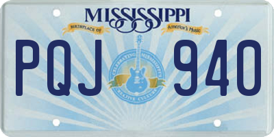 MS license plate PQJ940