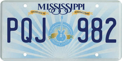 MS license plate PQJ982