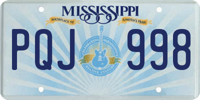 MS license plate PQJ998