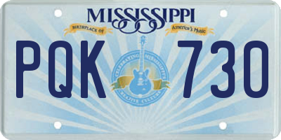 MS license plate PQK730