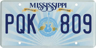 MS license plate PQK809