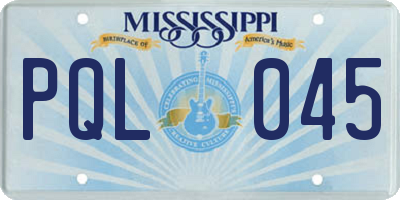 MS license plate PQL045