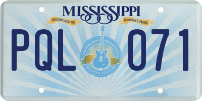 MS license plate PQL071