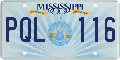 MS license plate PQL116